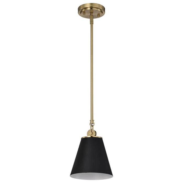 Pendant Nuvo 60-7408 Dover - 1 Light - Small Pendant - Black with Vintage Brass Nuvo