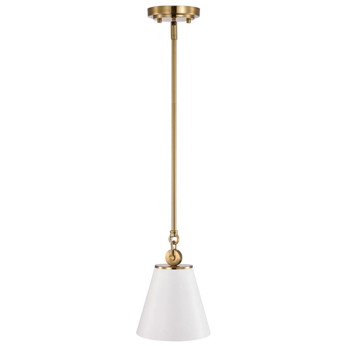 Pendant Nuvo 60-7409 Dover - 1 Light - Small Pendant - White with Vintage Brass Nuvo