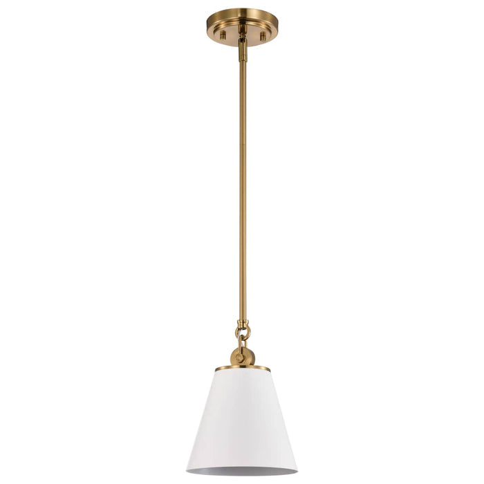 Pendant Nuvo 60-7409 Dover - 1 Light - Small Pendant - White with Vintage Brass Nuvo