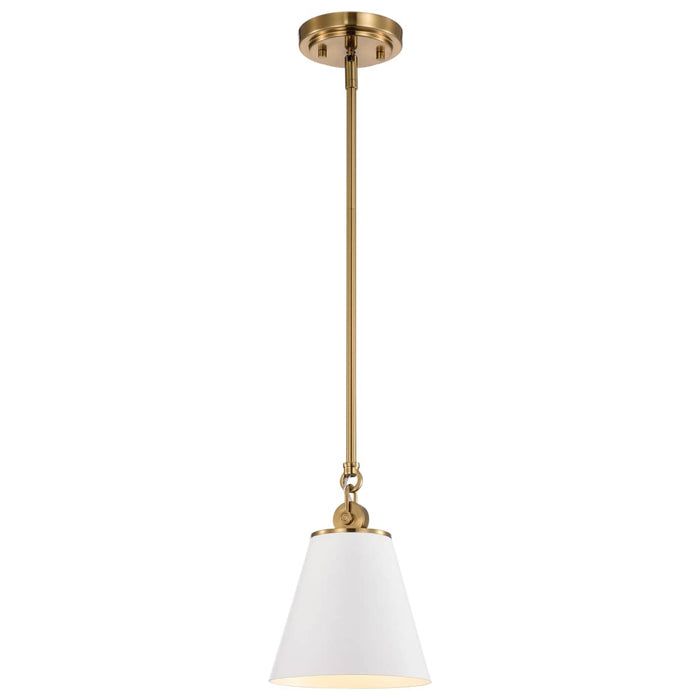 Pendant Nuvo 60-7409 Dover - 1 Light - Small Pendant - White with Vintage Brass Nuvo
