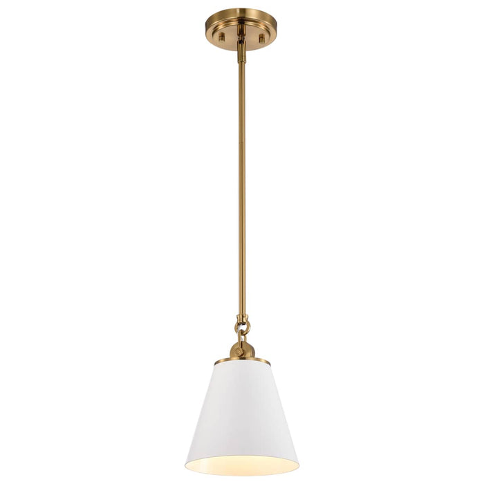 Pendant Nuvo 60-7409 Dover - 1 Light - Small Pendant - White with Vintage Brass Nuvo