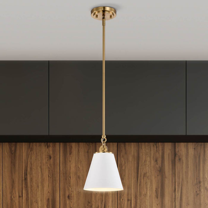 Pendant Nuvo 60-7409 Dover - 1 Light - Small Pendant - White with Vintage Brass Nuvo