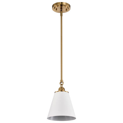 Pendant Nuvo 60-7409 Dover - 1 Light - Small Pendant - White with Vintage Brass Nuvo