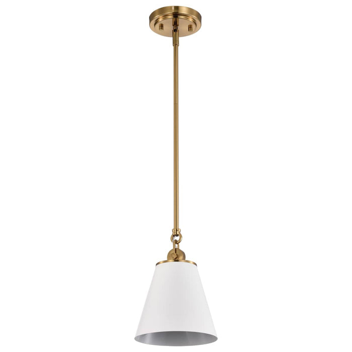 Pendant Nuvo 60-7409 Dover - 1 Light - Small Pendant - White with Vintage Brass Nuvo