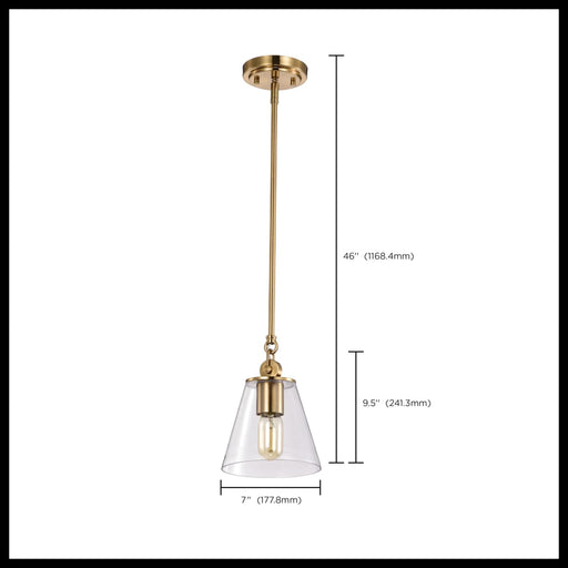 Pendant Nuvo 60-7410 Dover - 1 Light - Small Pendant - Vintage Brass with Clear Glass Nuvo
