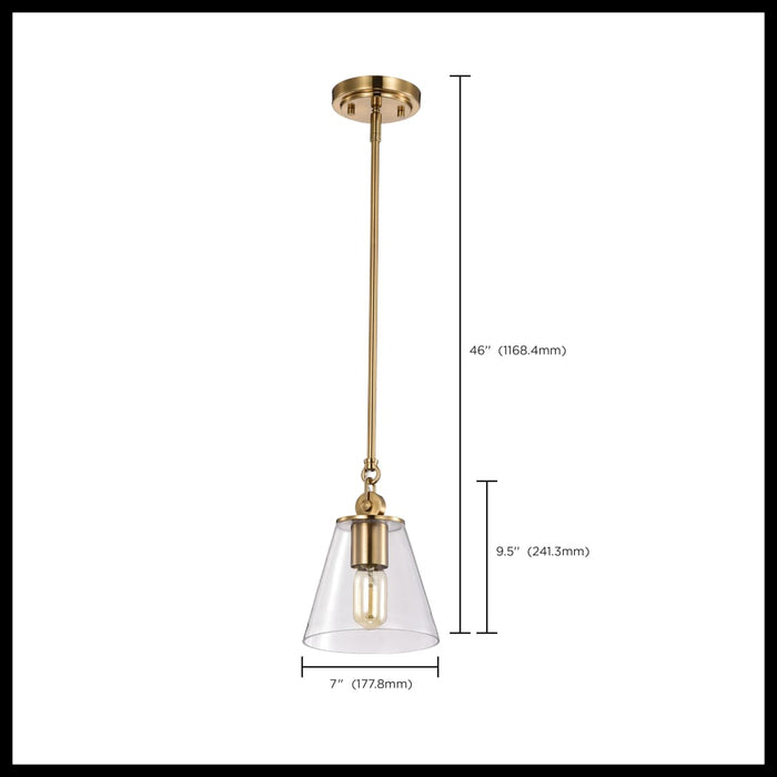 Pendant Nuvo 60-7410 Dover - 1 Light - Small Pendant - Vintage Brass with Clear Glass Nuvo