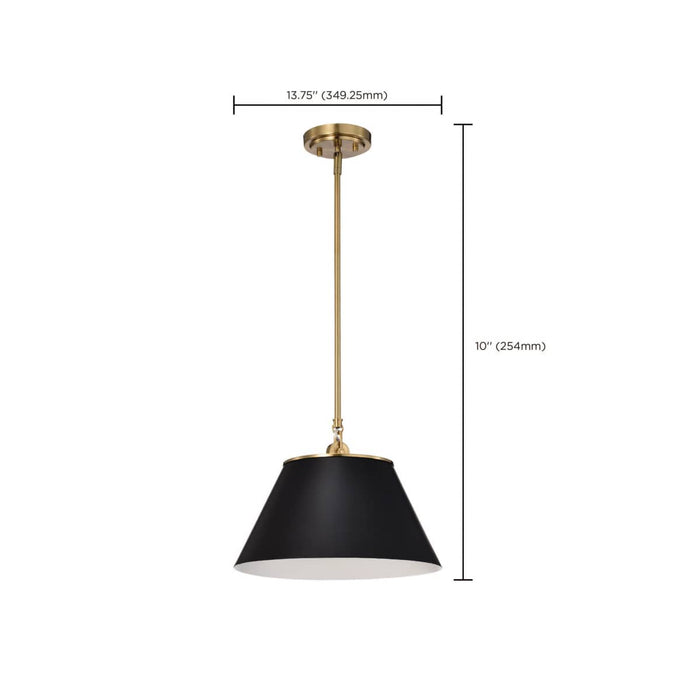 Pendant Nuvo 60-7411 Dover - 1 Light - Medium Pendant - Black with Vintage Brass Nuvo