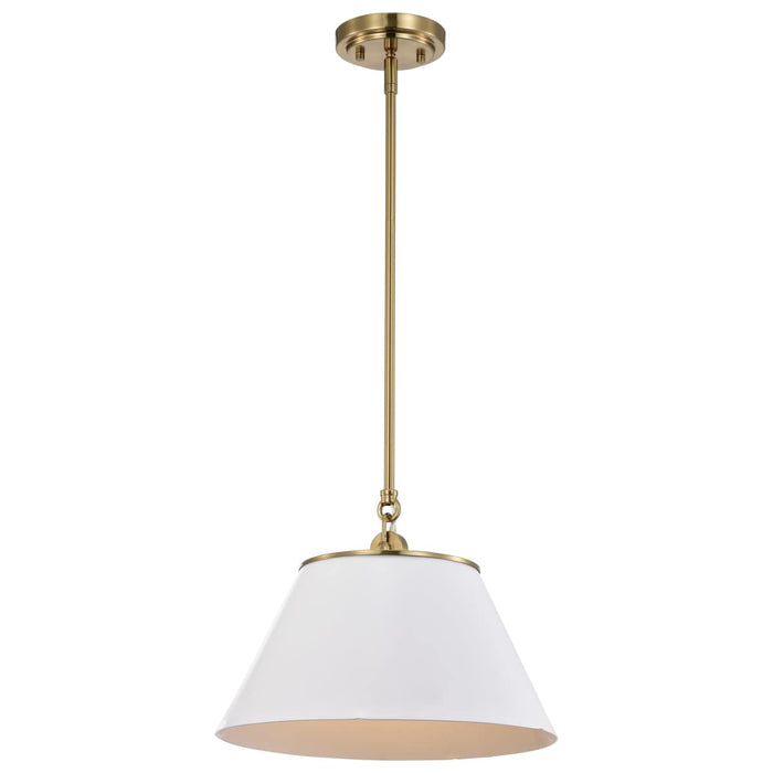 Pendant Nuvo 60-7412 Dover - 1 Light - Medium Pendant - White with Vintage Brass Nuvo
