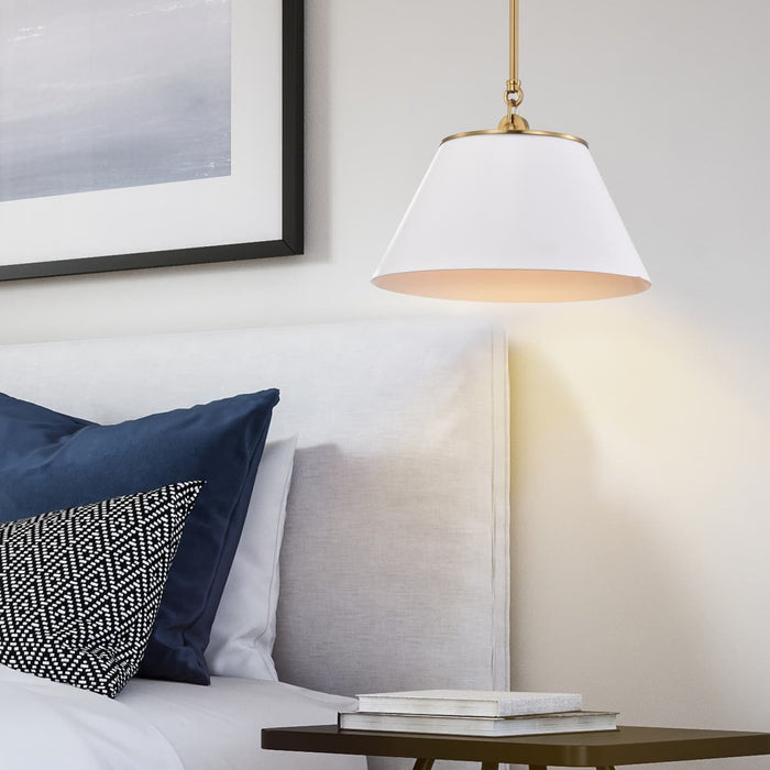 Pendant Nuvo 60-7412 Dover - 1 Light - Medium Pendant - White with Vintage Brass Nuvo
