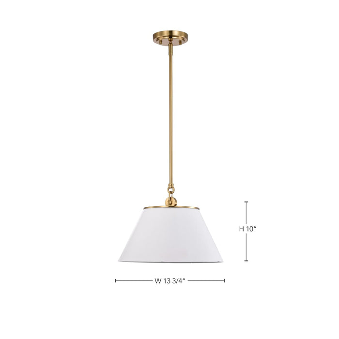 Pendant Nuvo 60-7412 Dover - 1 Light - Medium Pendant - White with Vintage Brass Nuvo