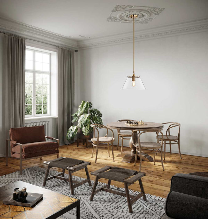 Pendant Nuvo 60-7413 Dover - 1 Light - Medium Pendant - Vintage Brass with Clear Glass Nuvo