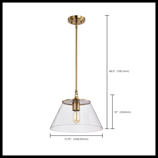 Pendant Nuvo 60-7413 Dover - 1 Light - Medium Pendant - Vintage Brass with Clear Glass Nuvo