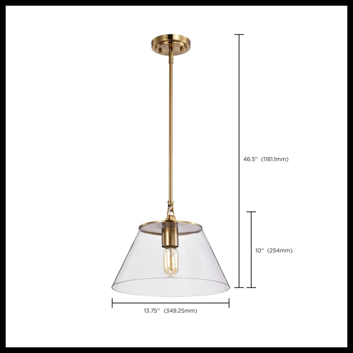 Pendant Nuvo 60-7413 Dover - 1 Light - Medium Pendant - Vintage Brass with Clear Glass Nuvo