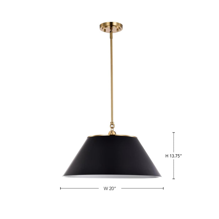 Pendant Nuvo 60-7414 Dover - 3 Light - Large Pendant - Black with Vintage Brass Nuvo