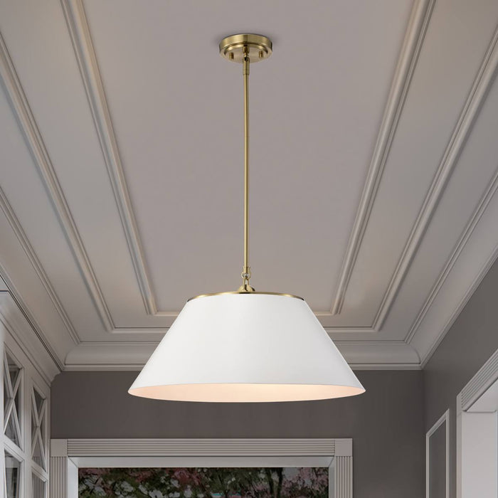 Pendant Nuvo 60-7415 Dover - 3 Light - Large Pendant - White with Vintage Brass Nuvo