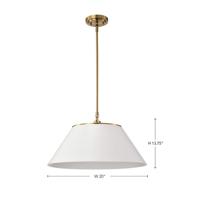 Pendant Nuvo 60-7415 Dover - 3 Light - Large Pendant - White with Vintage Brass Nuvo