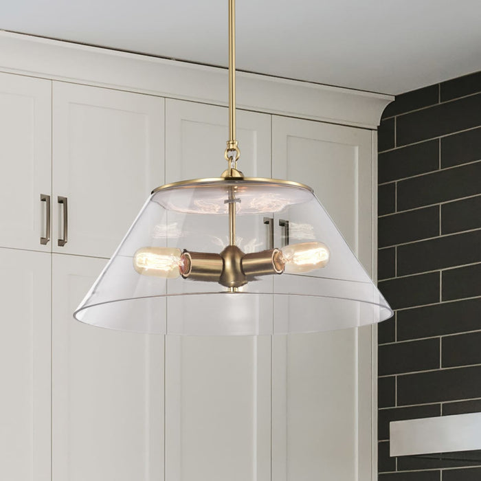 Pendant Nuvo 60-7416 Dover - 3 Light - Large Pendant - Vintage Brass with Clear Glass Nuvo