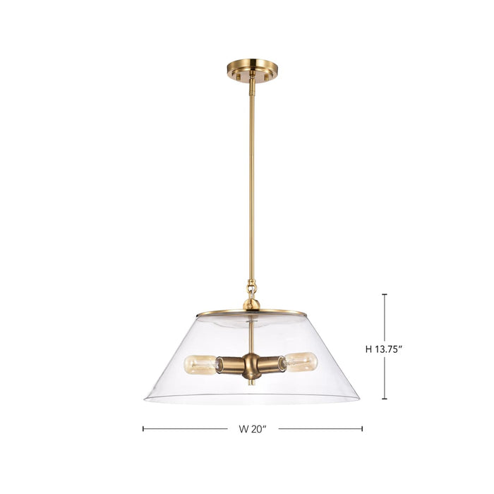 Pendant Nuvo 60-7416 Dover - 3 Light - Large Pendant - Vintage Brass with Clear Glass Nuvo