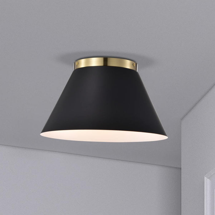 Flush Mount Nuvo 60-7417 Dover - 3 Light - Small Flush Mount - Black with Vintage Brass Nuvo