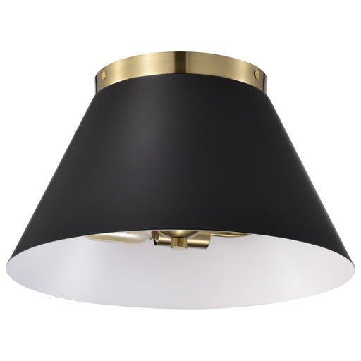 Flush Mount Nuvo 60-7417 Dover - 3 Light - Small Flush Mount - Black with Vintage Brass Nuvo