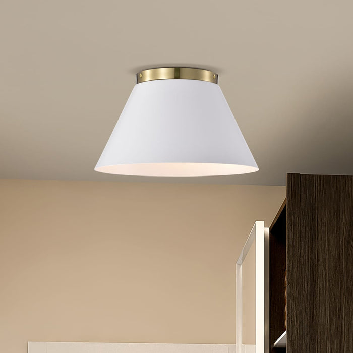 Flush Mount Nuvo 60-7418 Dover - 3 Light - Small Flush Mount - White with Vintage Brass Nuvo