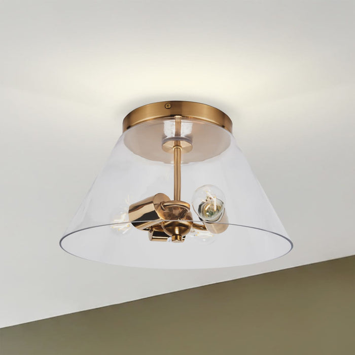 Flush Mount Nuvo 60-7419 Dover - 3 Light - Small Flush Mount - Vintage Brass with Clear Glass Nuvo