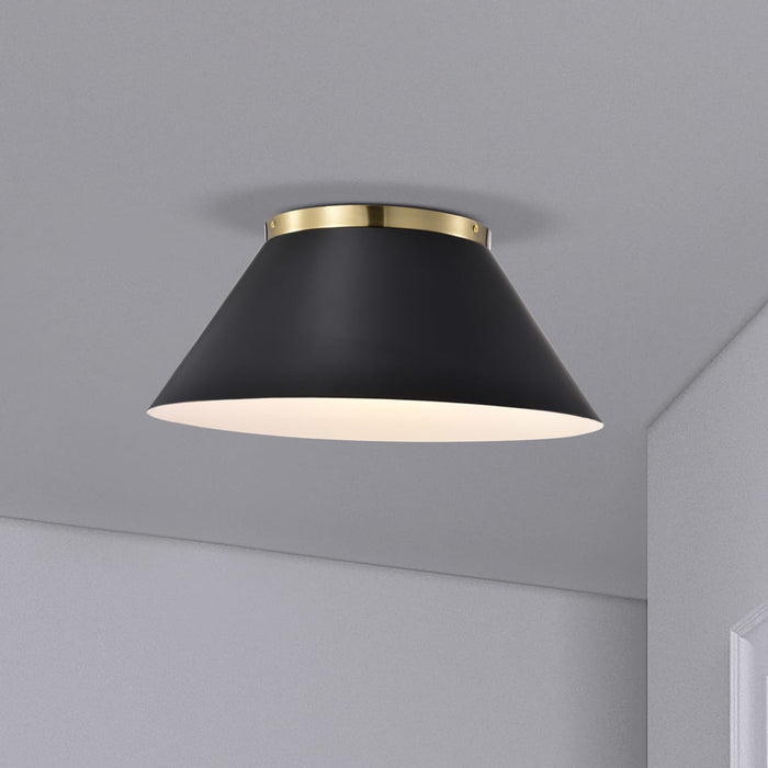 Flush Mount Nuvo 60-7420 Dover - 3 Light - Large Flush Mount - Black with Vintage Brass Nuvo