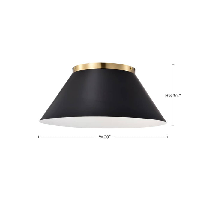 Flush Mount Nuvo 60-7420 Dover - 3 Light - Large Flush Mount - Black with Vintage Brass Nuvo