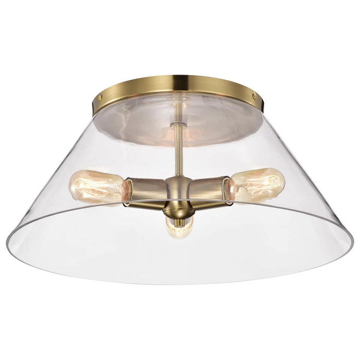 Flush Mount Nuvo 60-7422 Dover - 3 Light - Large Flush Mount - Vintage Brass with Clear Glass Nuvo