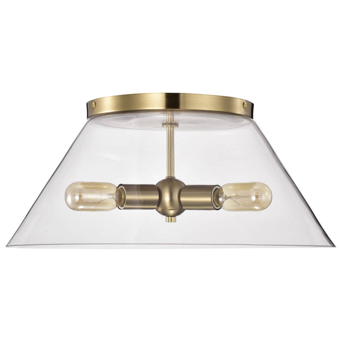 Flush Mount Nuvo 60-7422 Dover - 3 Light - Large Flush Mount - Vintage Brass with Clear Glass Nuvo
