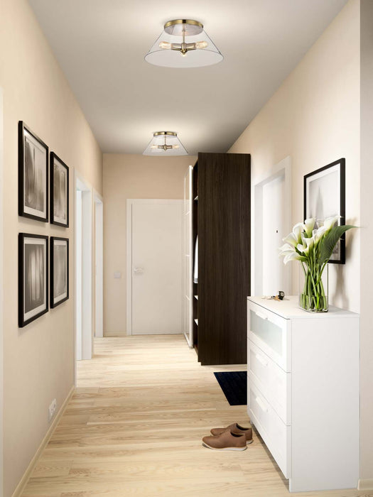 Flush Mount Nuvo 60-7422 Dover - 3 Light - Large Flush Mount - Vintage Brass with Clear Glass Nuvo