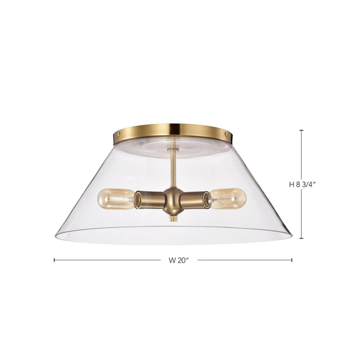 Flush Mount Nuvo 60-7422 Dover - 3 Light - Large Flush Mount - Vintage Brass with Clear Glass Nuvo