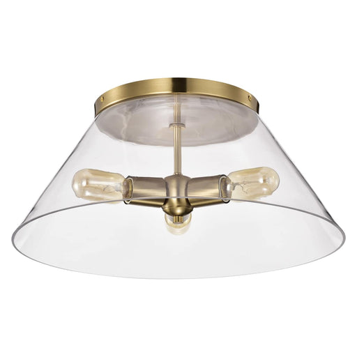 Flush Mount Nuvo 60-7422 Dover - 3 Light - Large Flush Mount - Vintage Brass with Clear Glass Nuvo