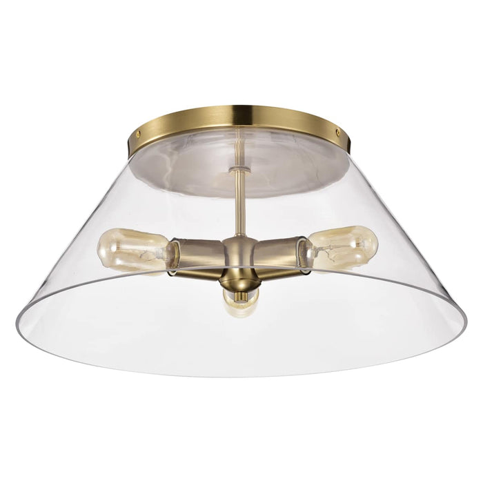 Flush Mount Nuvo 60-7422 Dover - 3 Light - Large Flush Mount - Vintage Brass with Clear Glass Nuvo