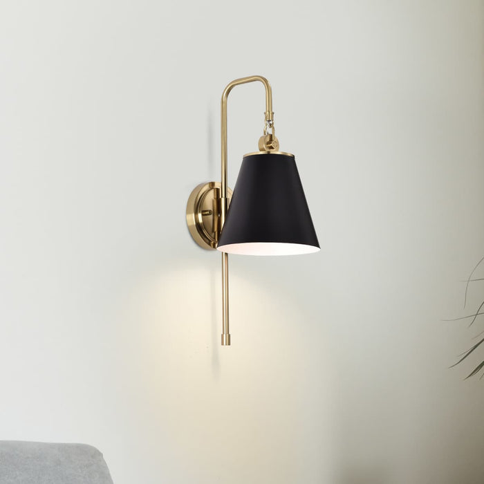 Sconce Nuvo 60-7445 Dover - 1 Light - Wall Sconce - Black with Vintage Brass Nuvo