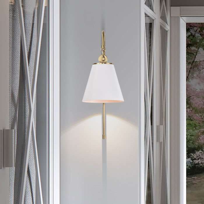 Sconce Nuvo 60-7446 Dover - 1 Light - Wall Sconce - White with Vintage Brass Nuvo