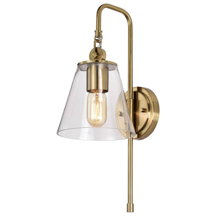 Sconce Nuvo 60-7449 Dover - 1 Light - Wall Sconce - Vintage Brass with Clear Glass Nuvo