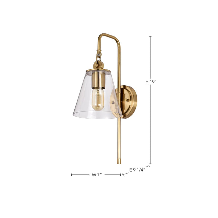 Sconce Nuvo 60-7449 Dover - 1 Light - Wall Sconce - Vintage Brass with Clear Glass Nuvo