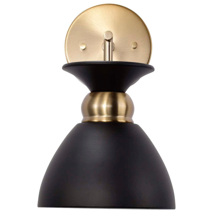Sconce Nuvo 60-7458 Perkins - 1 Light - Wall Sconce - Matte Black with Burnished Brass Nuvo