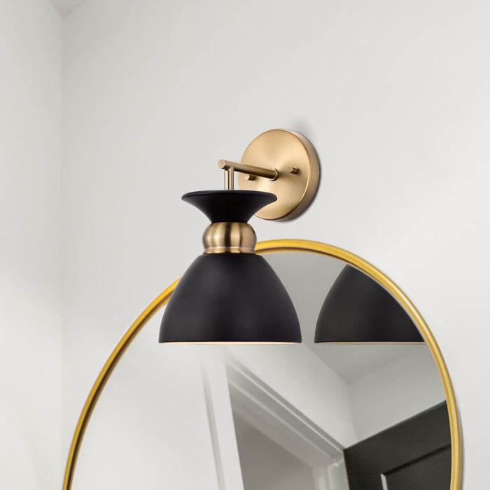 Sconce Nuvo 60-7458 Perkins - 1 Light - Wall Sconce - Matte Black with Burnished Brass Nuvo