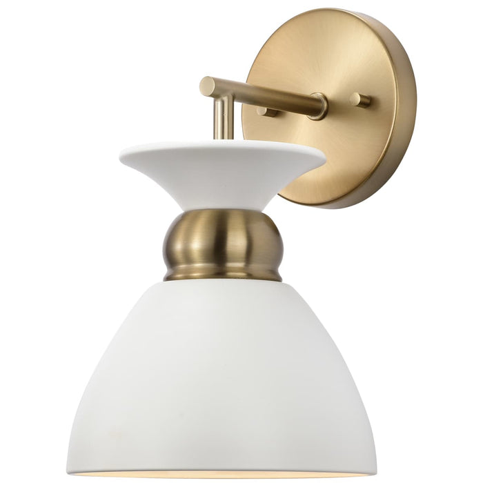 Sconce Nuvo 60-7459 Perkins - 1 Light - Wall Sconce - Matte White with Burnished Brass Nuvo