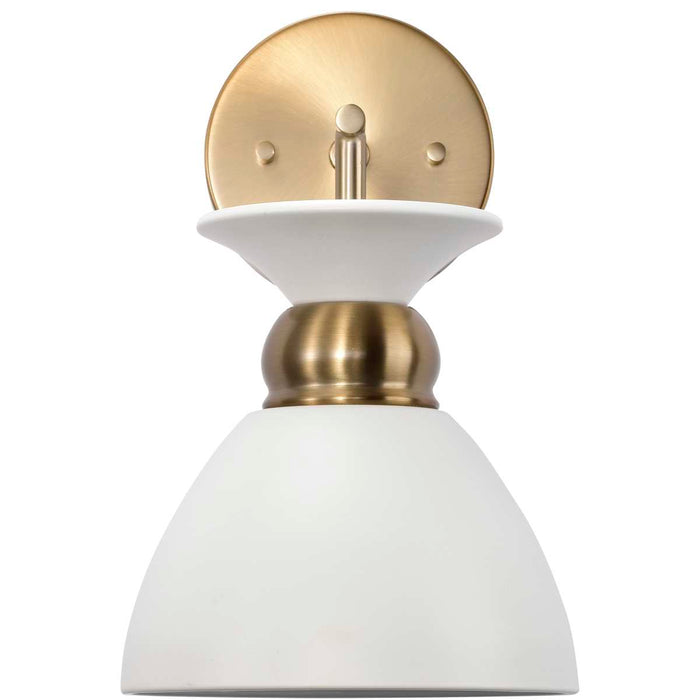 Sconce Nuvo 60-7459 Perkins - 1 Light - Wall Sconce - Matte White with Burnished Brass Nuvo