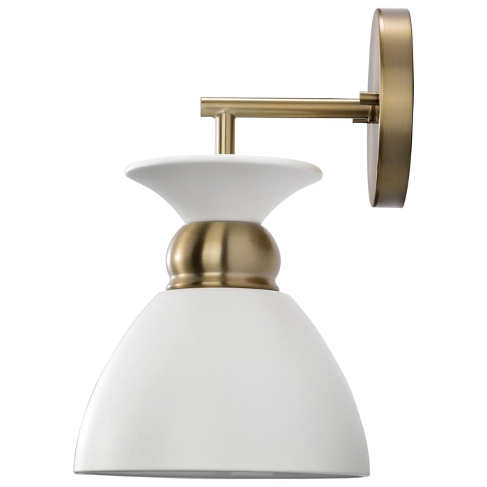 Sconce Nuvo 60-7459 Perkins - 1 Light - Wall Sconce - Matte White with Burnished Brass Nuvo