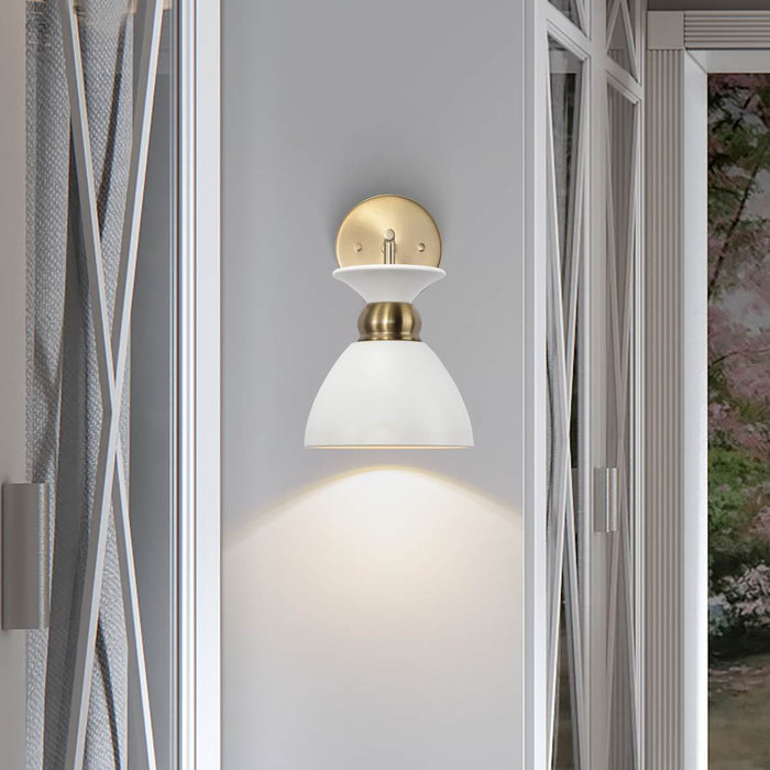 Sconce Nuvo 60-7459 Perkins - 1 Light - Wall Sconce - Matte White with Burnished Brass Nuvo
