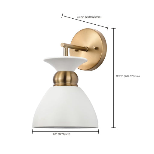 Sconce Nuvo 60-7459 Perkins - 1 Light - Wall Sconce - Matte White with Burnished Brass Nuvo