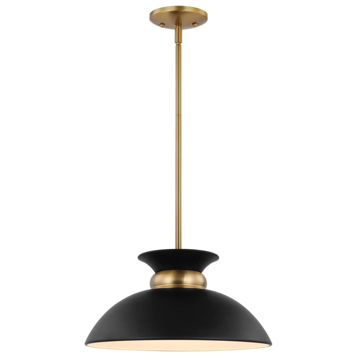 Pendant Nuvo 60-7460 Perkins - 1 Light - Small Pendant - Matte Black with Burnished Brass Nuvo