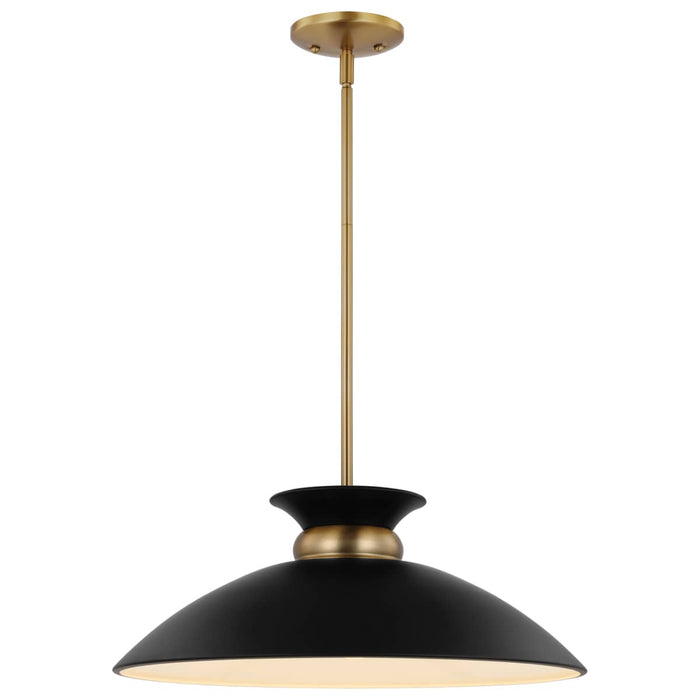 Pendant Nuvo 60-7461 Perkins - 1 Light - Medium Pendant - Matte Black with Burnished Brass Nuvo
