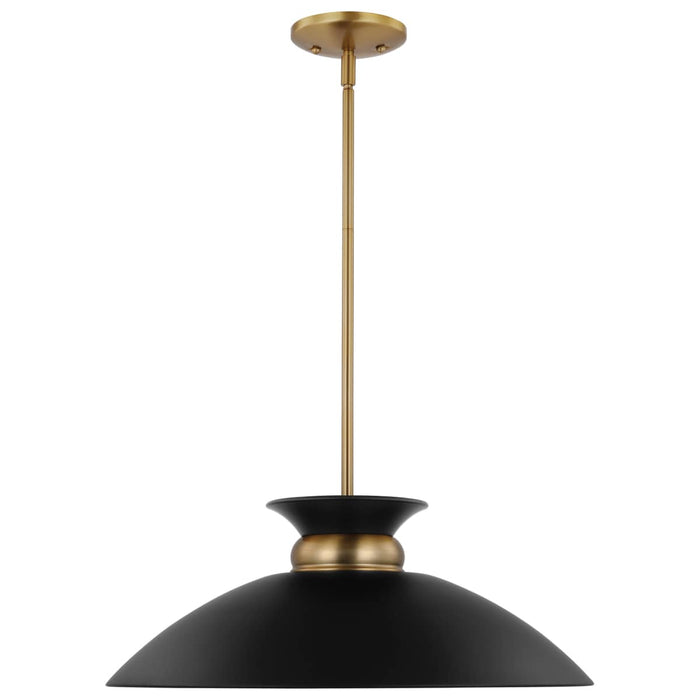 Pendant Nuvo 60-7461 Perkins - 1 Light - Medium Pendant - Matte Black with Burnished Brass Nuvo