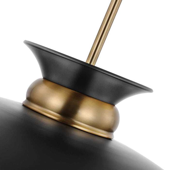 Pendant Nuvo 60-7461 Perkins - 1 Light - Medium Pendant - Matte Black with Burnished Brass Nuvo