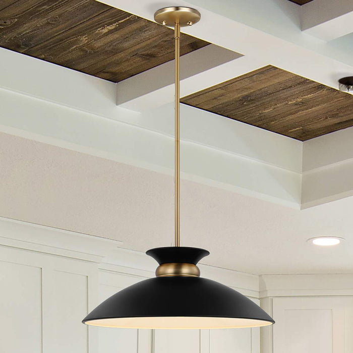 Pendant Nuvo 60-7461 Perkins - 1 Light - Medium Pendant - Matte Black with Burnished Brass Nuvo